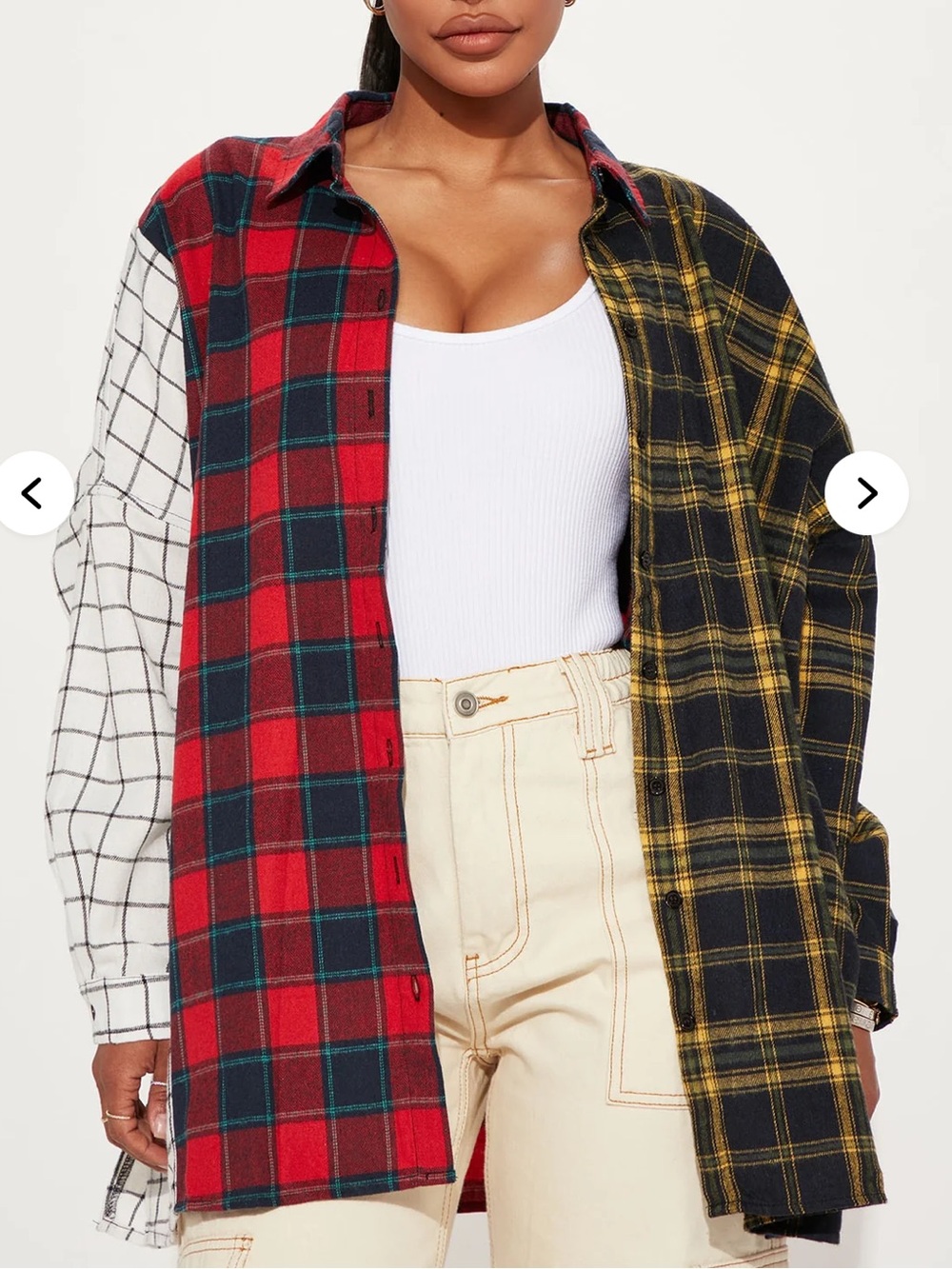 Fashion Nova mixed emotions mixed feelings flannel top shirt blouse size XS - Picture 2 of 5
